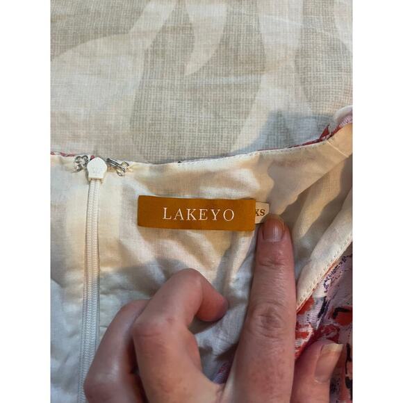 Lakeyo Anselma belted puff sleeve fit and flare mini Dress xs nwt - Picture 5 of 12